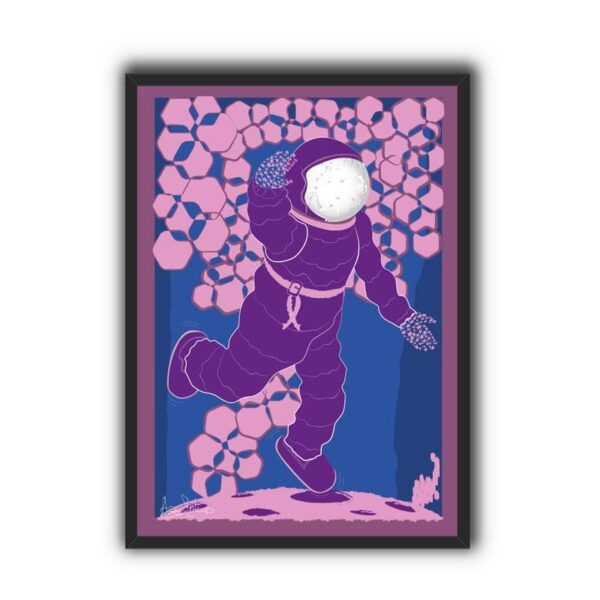 astronauta morado en planeta rosa