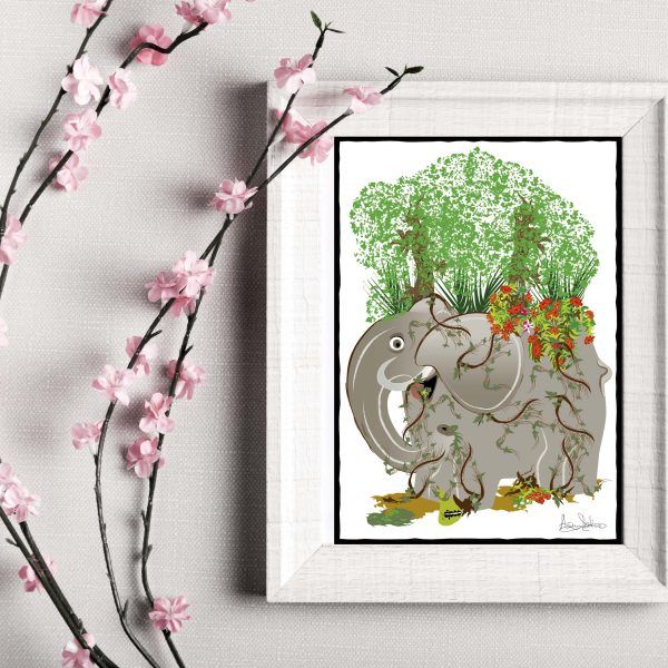 Elefante camuflado en la selva