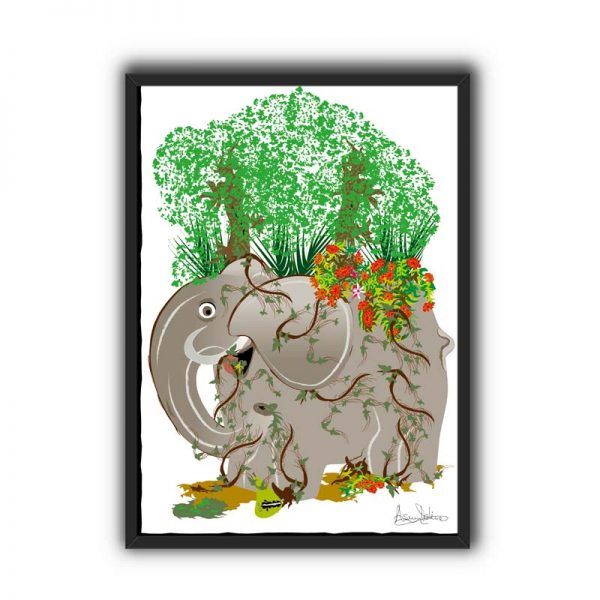 Elefante camuflado en la selva