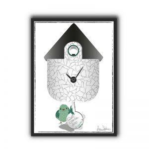 reloj de cucu en blanco y negro