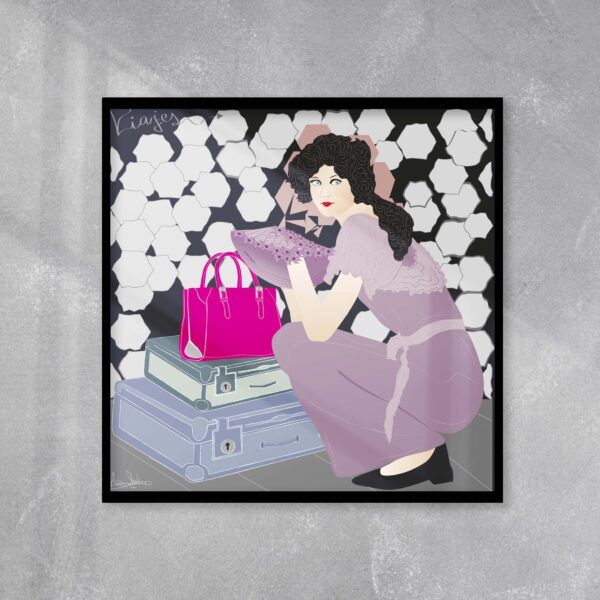 mujer con maletas de viaje